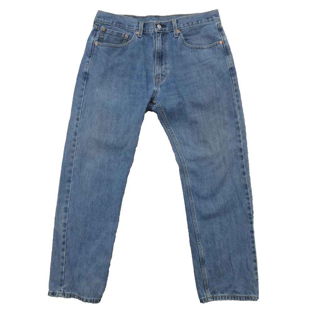 Levis 505 Jeans Mens 36x30 Blue Denim Straight Leg Classic Fit Zip Fly Pants
